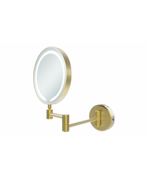 Hoshi Round Led Brushed Brass Shaving/Cosmetic Mirror