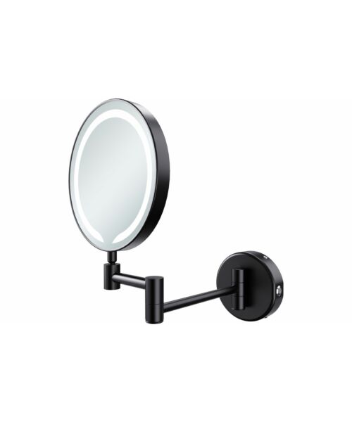 Hoshi Round Led Matt Black Shaving/Cosmetic Mirror