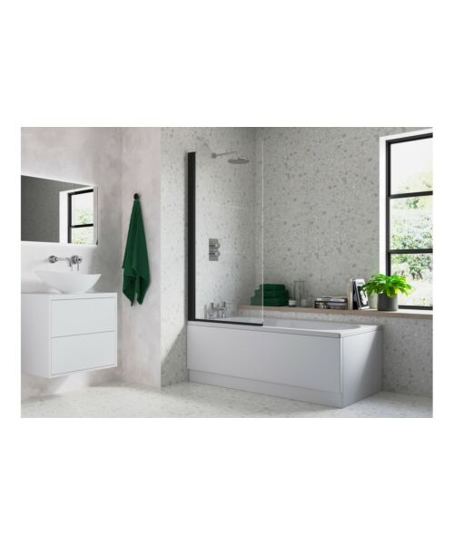 BTL 1500mm Black Single Straight Bath Screen