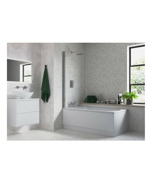 BTL 1500mm Chrome Single Curved Bath Screen