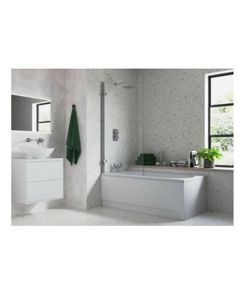 BTL 1500mm Chrome Single Hinged Bath Screen