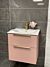 Awe 600mm Wall Hung Pink Unit with Ceramic Basin & Brushed Brass Mono Tap