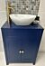 Turin 600mm Sapphire Blue Unit, Basin & Brushed Brass Tap