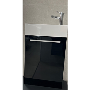 Lily Black Gloss Single Door 400mm Resin Basin and Unit